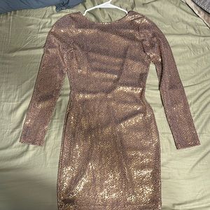 Backless Mini Sequin Rose Gold Dress